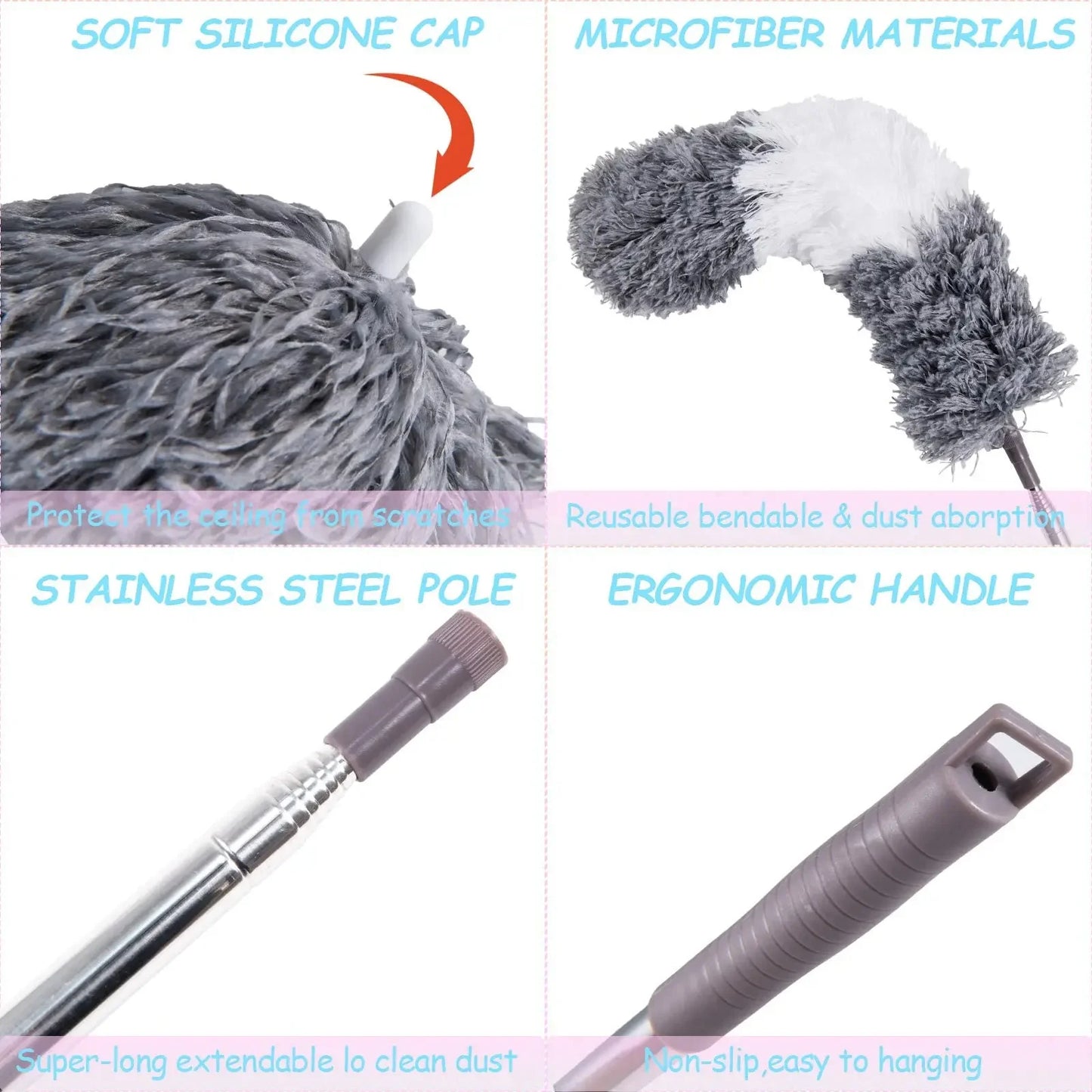 Ausziehbare Mikrofaser-Staubbürste zum Reinigen von Zwischenräumen und Möbeln
