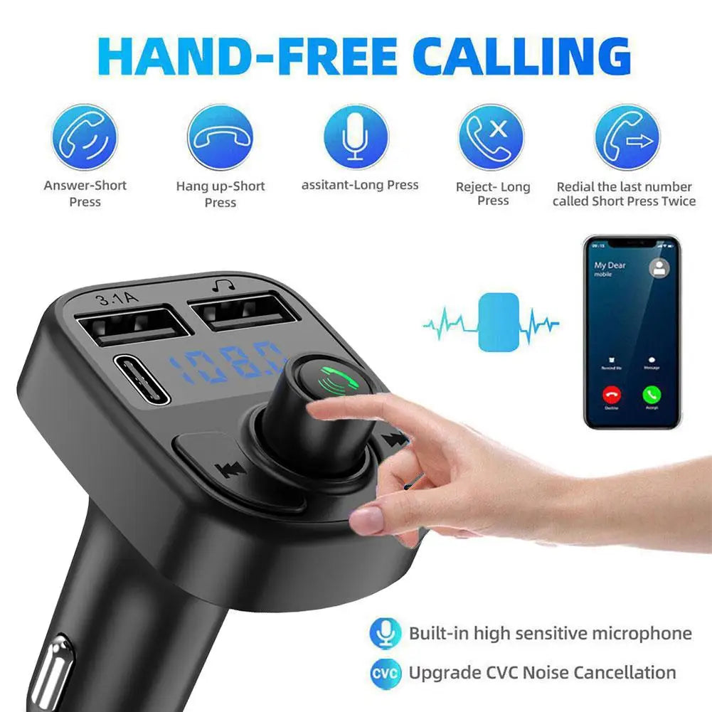 Handsfree Bluetooth FM Transmitter Car Kit with Dual USB Charger