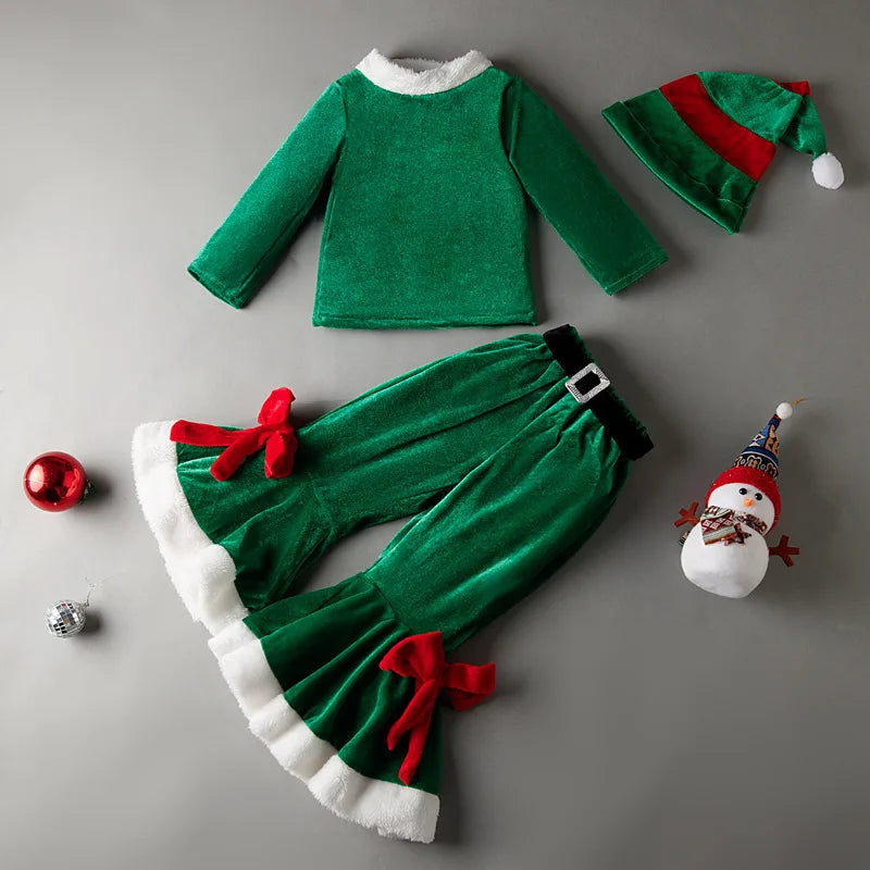 Kids Christmas Elf Costume Set