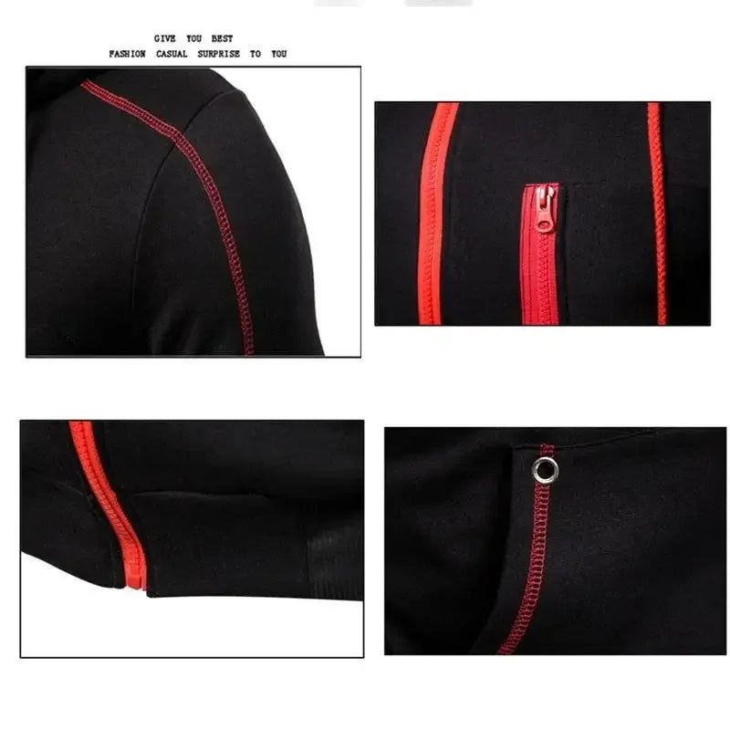 Men's Hooded Zipper Jacket Set