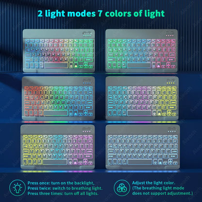 Kabellose Rainbow-Tastatur mit Hintergrundbeleuchtung für Tablets