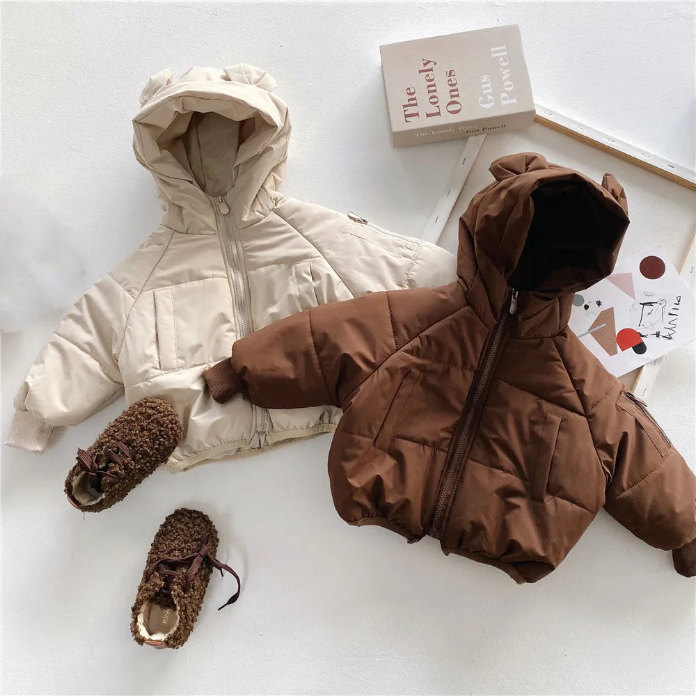 Korean Cartoon Hooded Winter Jacket for Kids