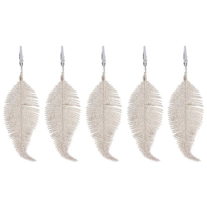 5pcs  Glitter Feather Leaves Clips