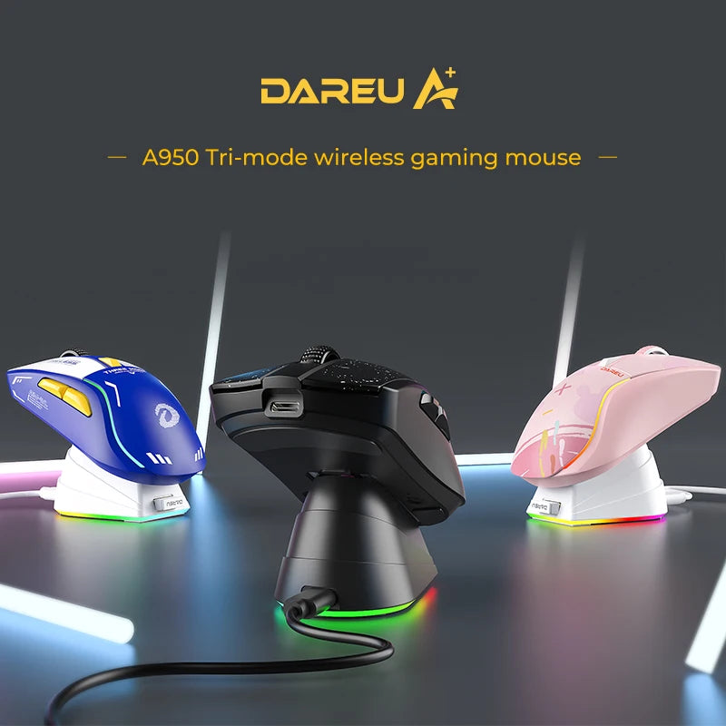 Souris de jeu sans fil tri-mode 2,4 G pour PC