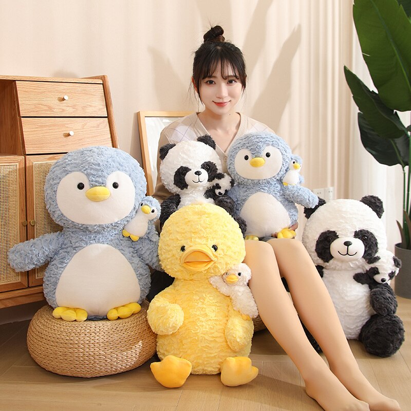 Jouets en peluche doux de canard de panda de pingouin