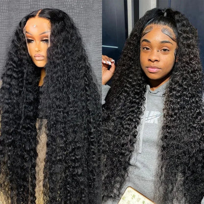 HD Lace Frontal Deep Wave Curly Echthaar Vorgezupfte Damenperücke