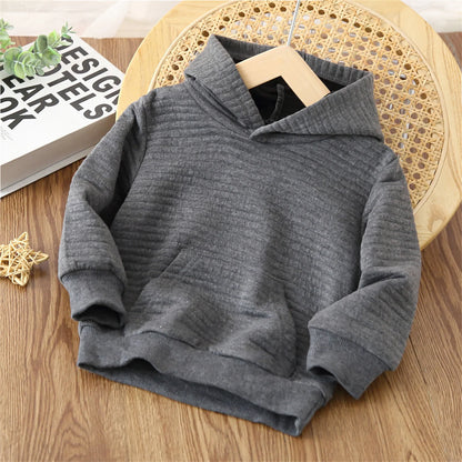 Toddler Solid Color Textured Hoodie Sweatshirt