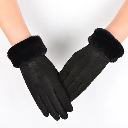 Women's Winter Furry Gloves - Full-Finger Touchscreen Mittens