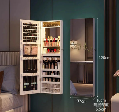 White Vanity Mirror Jewelry Cabinet