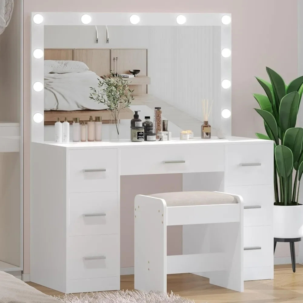 Amelia Modern White Vanity Table