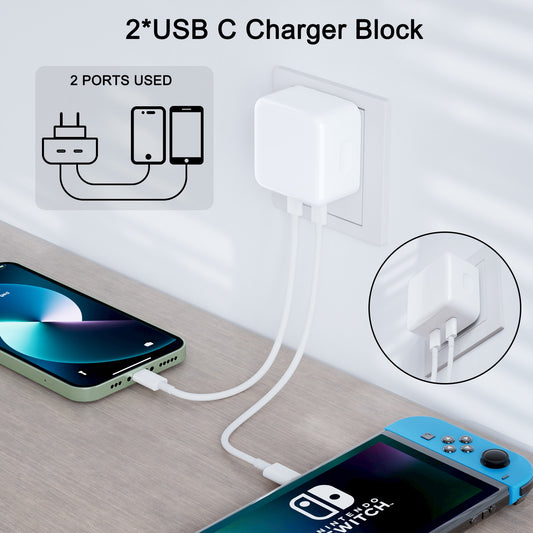 Duales USB-C-Wandladegerät für iPhone-iPad