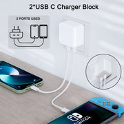 Dual USB-C Wall Charger for iPhone-iPad