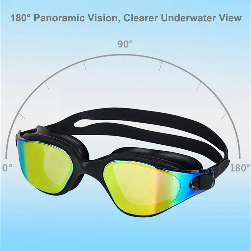 Lunettes de natation antibuée imperméables réglables pour hommes et femmes - Protection UV