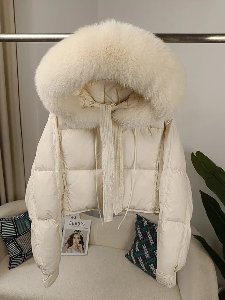 Women's Duck Down Real Fox Fur Hooded Jacket.
