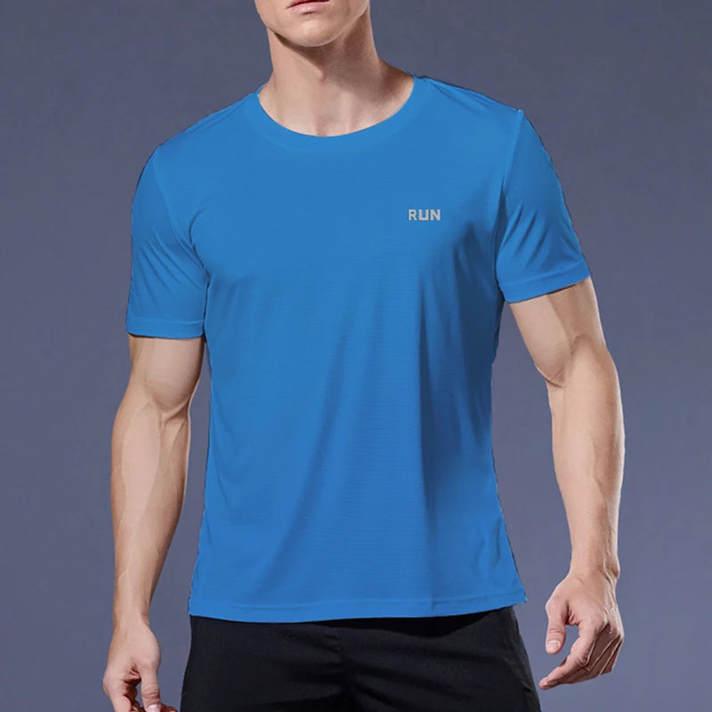 T-shirt de sport à manches courtes pour hommes, course à pied et entraînement de gymnastique