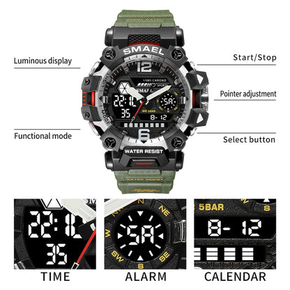 SMAEL Dual Display Waterproof Sports Watch