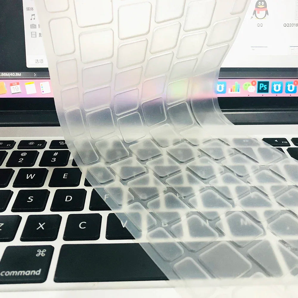 Couverture de clavier en silicone transparent pour MacBook Pro/Air 13/15/16 pouces