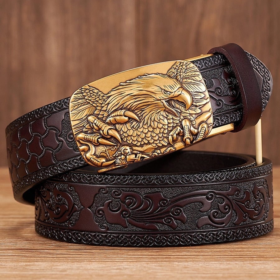 Ceinture en cuir à boucle automatique en alliage Eagle