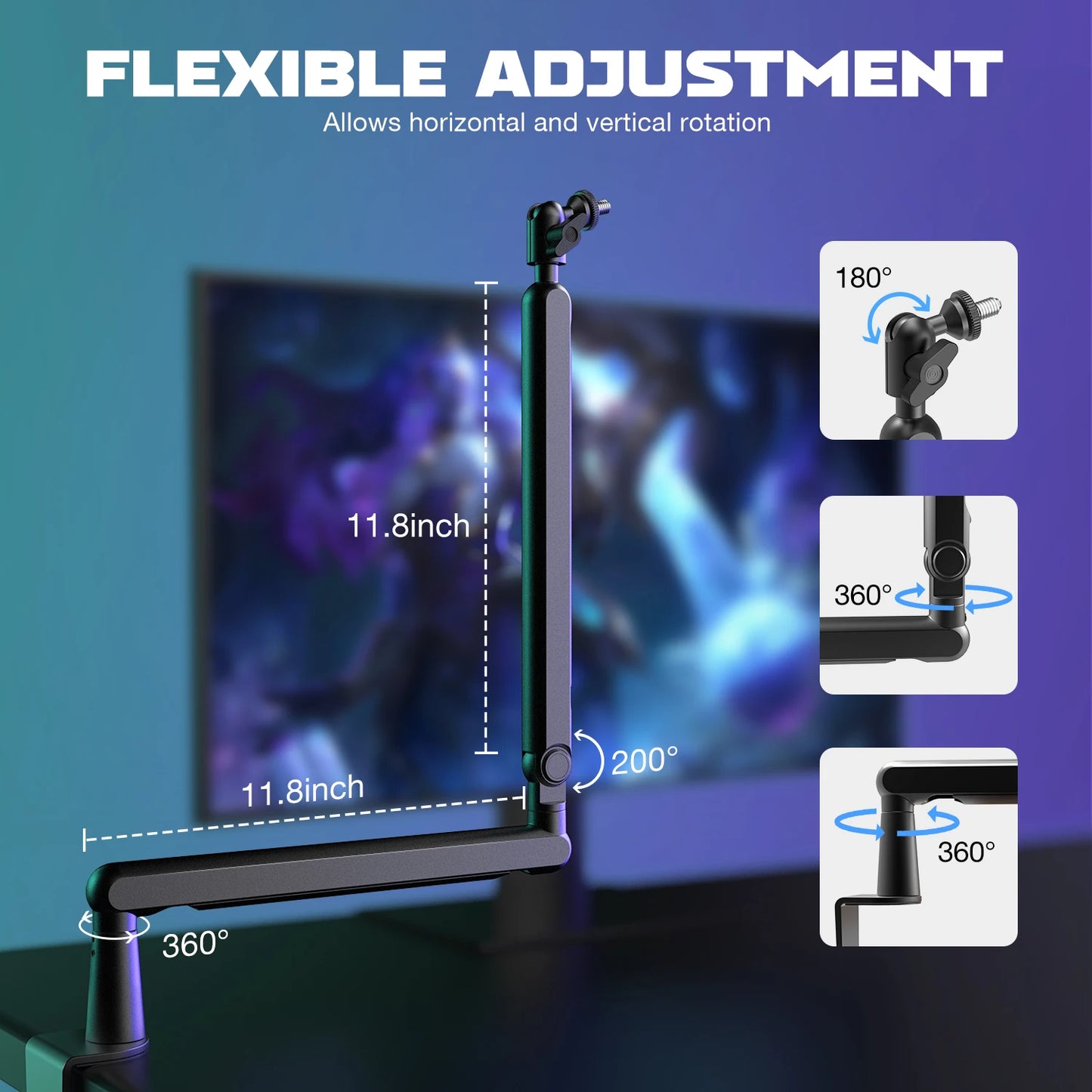 Adjustable Low-profile Microphone Stand with Cable Management