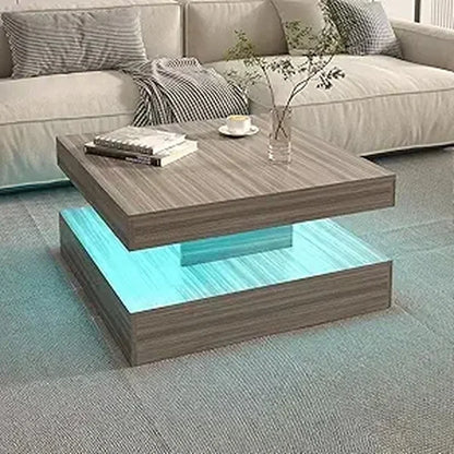 Coffee Table with Detachable Tray and Plug-in 16-color LED