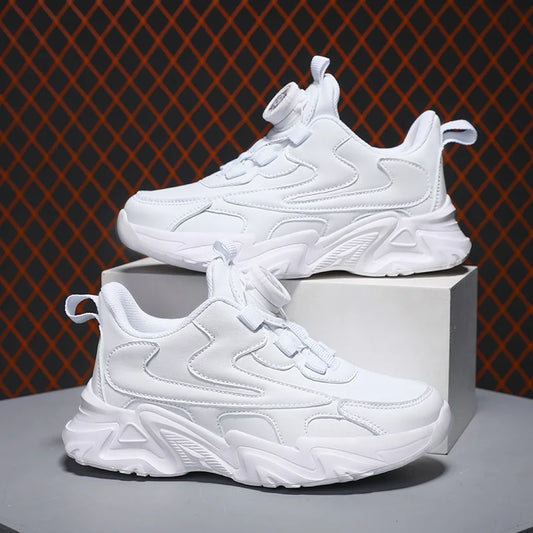 Boys and Girls Breathable White Mesh Sneakers