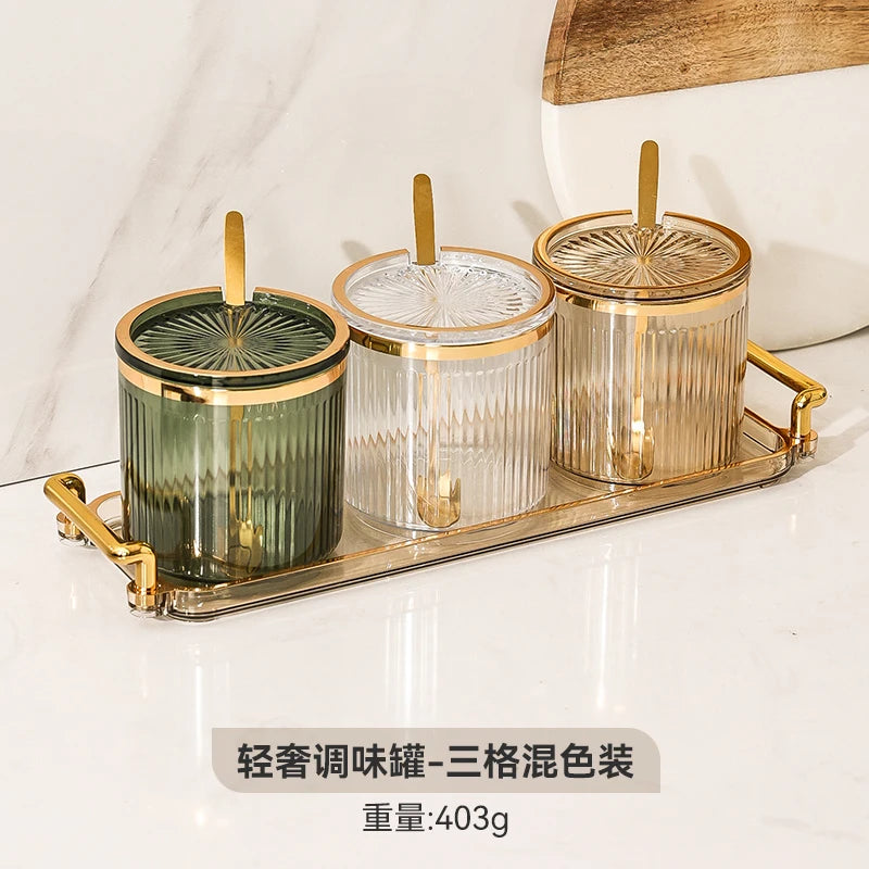 European Acrylic Striped Seasoning Jar Set