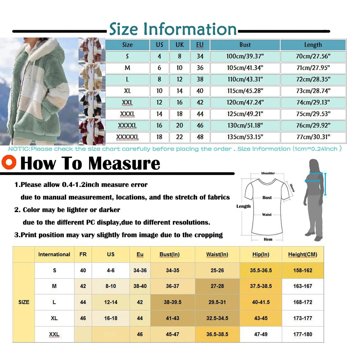 Manteau chaud à capuche zippé pour femme