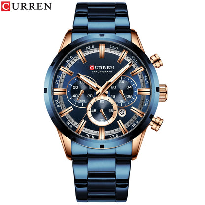 Men’s Watches Top Brand Big Sport Watch Luxury Men Military Steel Quartz Wrist Watches Chronograph Gold Design Male Clock