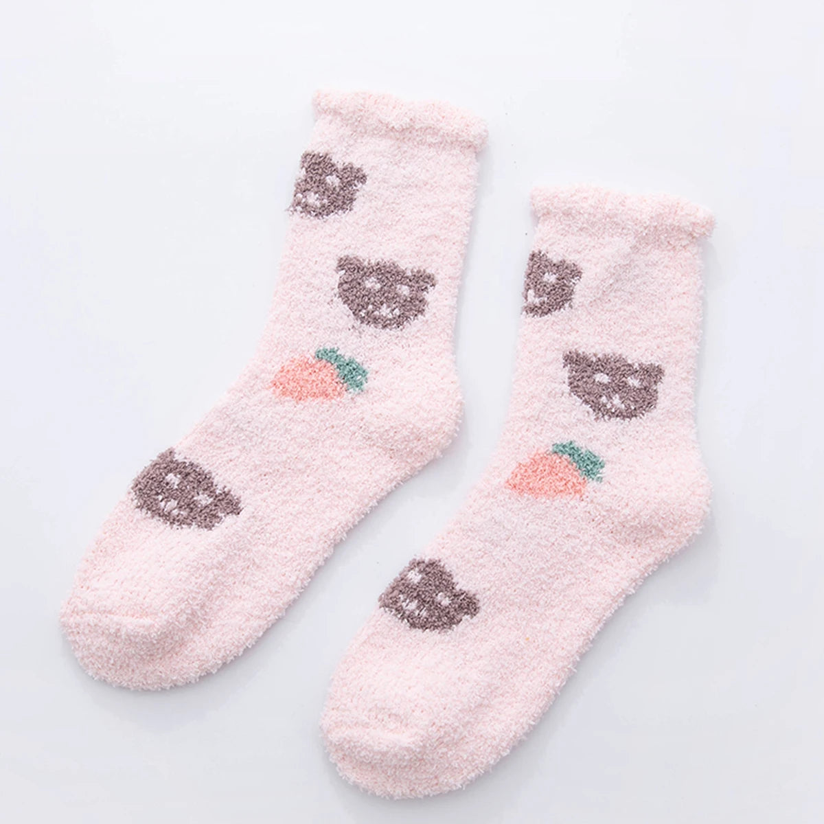 Plüschsocken aus Korallenfleece für Damen – rutschfeste, warme Bodensocken aus Strick