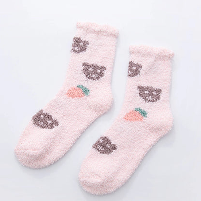 Plüschsocken aus Korallenfleece für Damen – rutschfeste, warme Bodensocken aus Strick