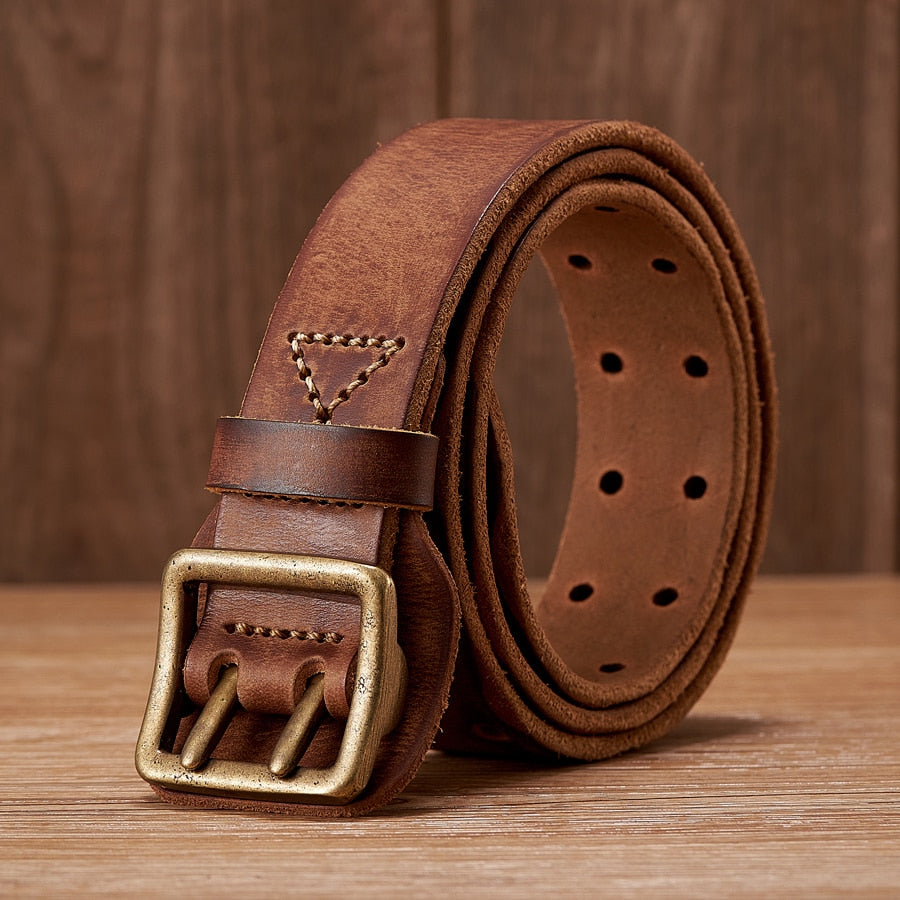 Ceinture large en cuir vintage pour hommes