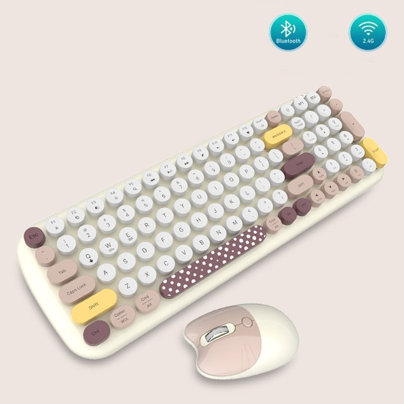 Bunte kabellose Tastatur mit runden Tasten