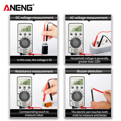 Mini multimètre numérique AN101 - Testeur de capacité AC/DC T-RMS