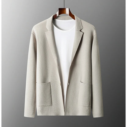 Wool Men's Suit Collar Cardigan Winter Sweater