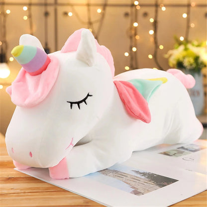 25CM Kawaii Unicorn Plush Toy Soft Stuffed Lying White Pink Horse Appease Doll