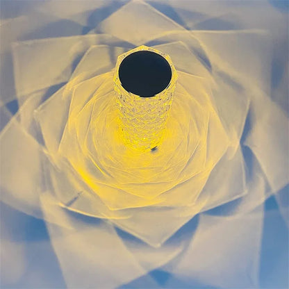 Veilleuse LED rechargeable RVB rose - Lampe en cristal à contrôle tactile 16 couleurs 