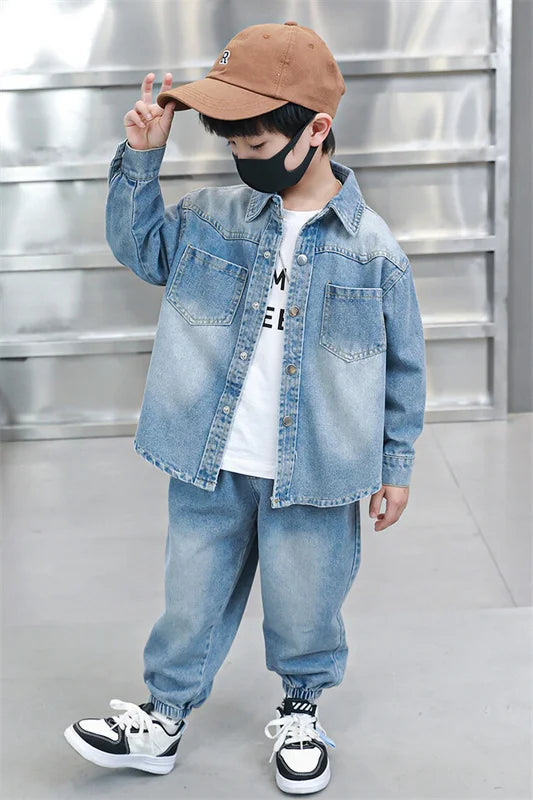 Boys Denim Jacket & Casual Outfit Set