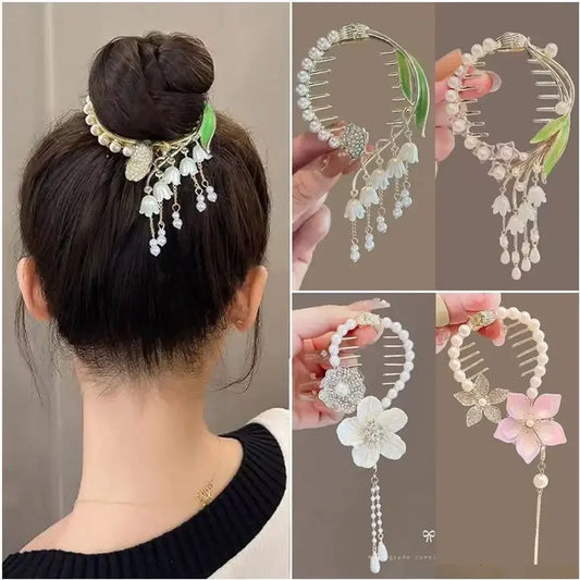 Pince à cheveux avec pompon et perles, ailes d'ange