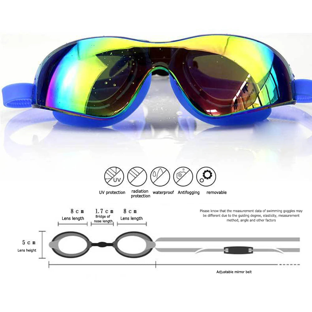 Lunettes de natation professionnelles à grande monture - Lunettes antibuée pour adultes