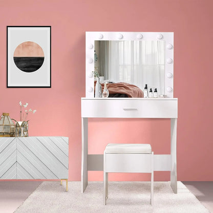 Ember Interiors Table de coiffeuse moderne peinte en blanc