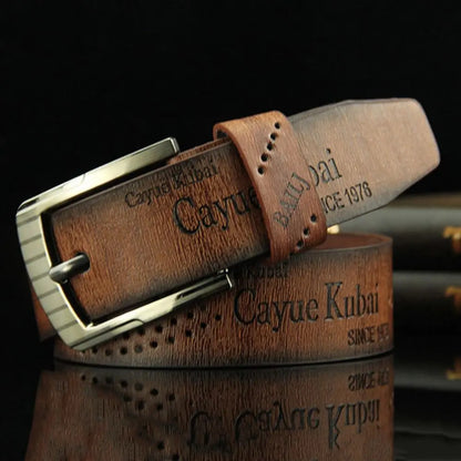 Ceinture en cuir pour homme avec boucle imprimée lettre Ceinture de cowboy Ceintures en alliage