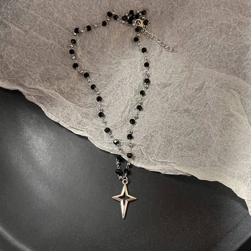 Collier unisexe avec pendentif étoile en cuir et corde 