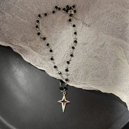 Collier unisexe avec pendentif étoile en cuir et corde 