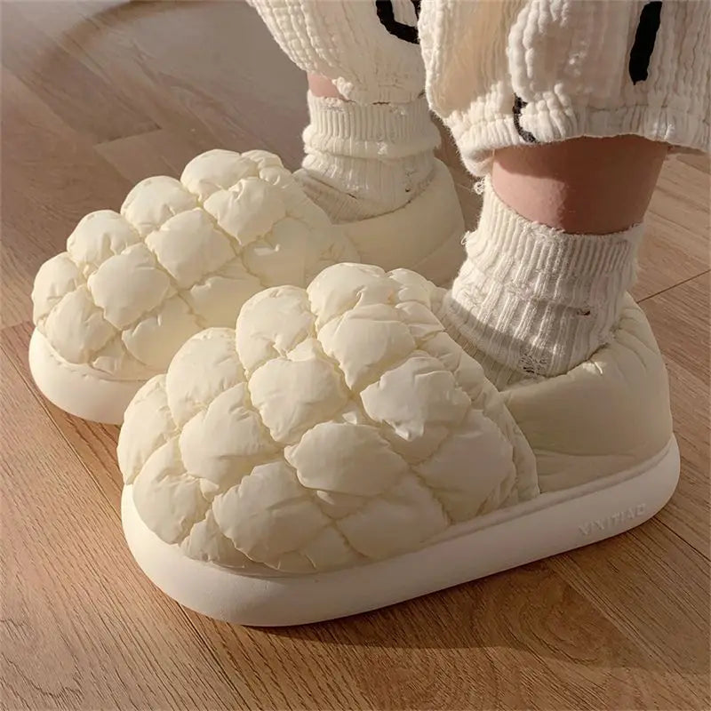 Winter Cotton Soft Thick sole Cover heel Non-slip Fluffy  Warm Cute slippers