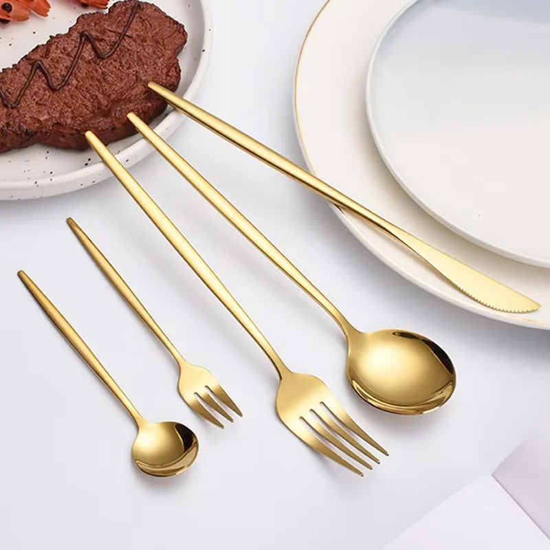 24pcs Golden Stainless Steel Spoon Set