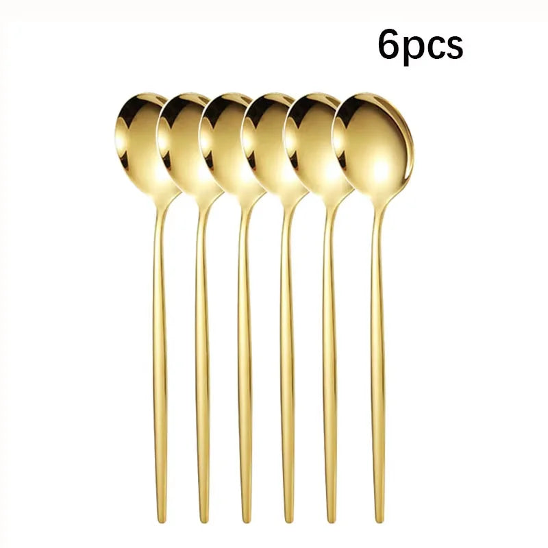 24pcs Golden Stainless Steel Spoon Set