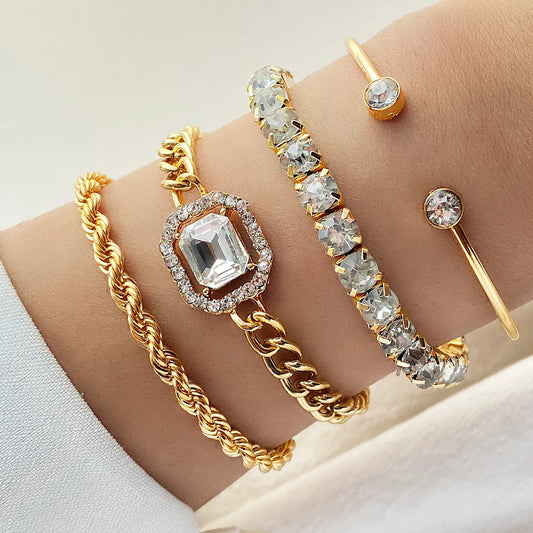 Bracelets réglables brillants en cristal pour femmes