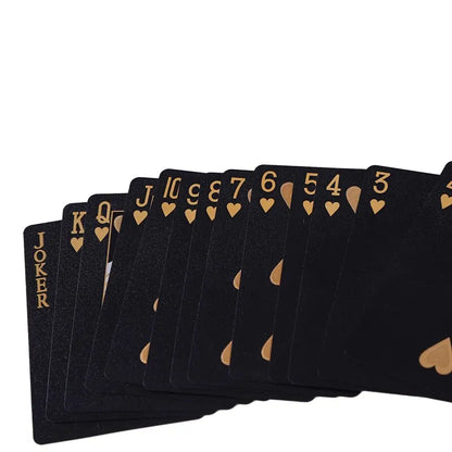 Black Gold Waterproof Playing Cards Poker Suit Magic Trick Board Game Set