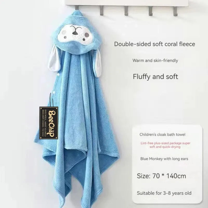 Serviette de bain pour bébé animal de dessin animé - Absorbante et douce