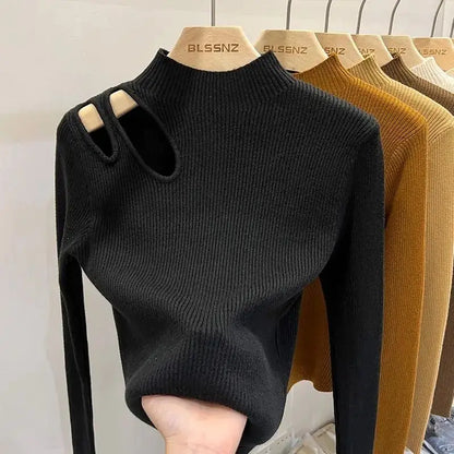 Women's Turtleneck Ribbed Sweater - Soft & Warm